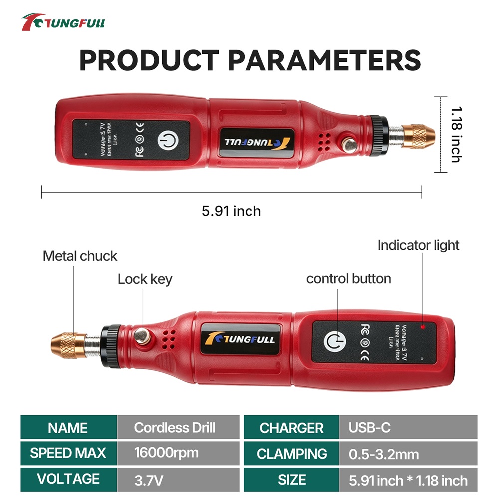 TUNGFULL 3.7V Cordless Rotary  - đánh giá và giá Power Tools Workshop